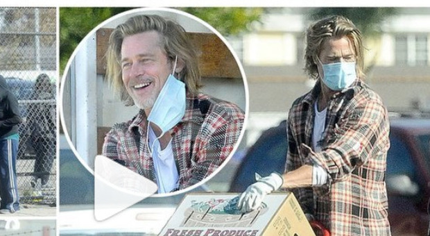 Brad Pitt scarica e consegna scatole di viveri alle famiglie bisognose di Los Angeles