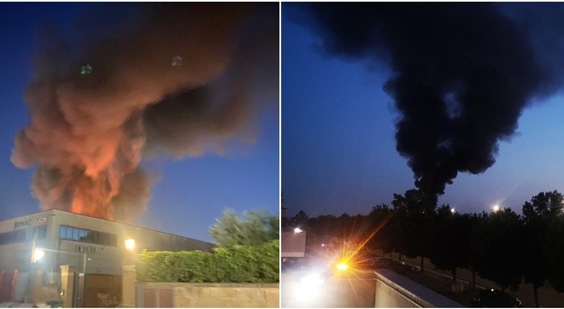 Incendio a Guidonia: fiamme nel deposito di camion, sentite esplosioni