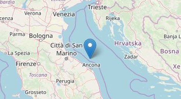 Scossa di terremoto nella costa marchigiana all'altezza di Ancona: magnitudo 2.3