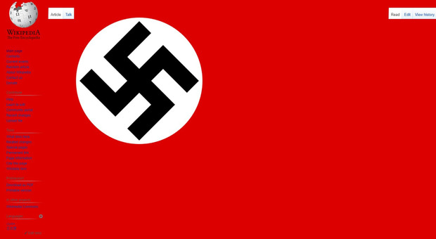Internet, hackerata Wikipedia: apparsa bandiera nazista in hp