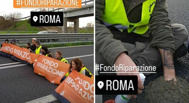 Roma-Civitavecchia, autostrada bloccata da attivisti di Ultima Generazione: «Ci incolliamo all'asfalto»