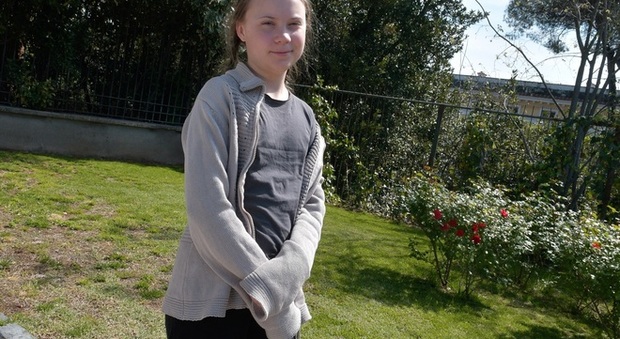immagine Greta Thunberg a Roma presso la residenza che la ospita (foto Daniele Leone/Ag.Toiati)
