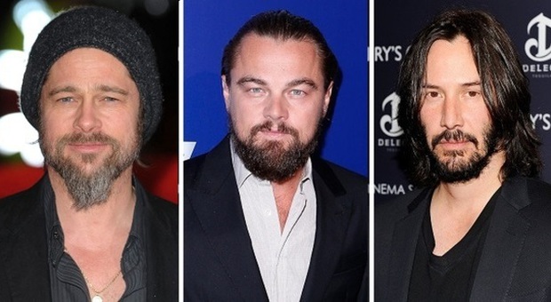 Brad Pitt, Leonardo DiCaprio e Keanu Reeves con la barba