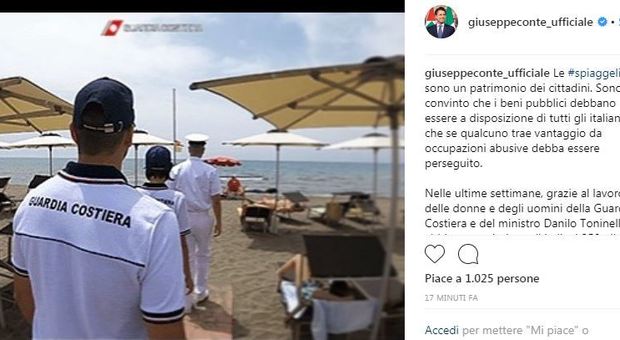 Conte esulta su Instagram: «250mila metri quadrati di spiagge liberate dagli abusivi»