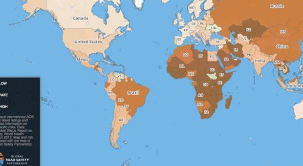 La mappa dei Paesi con il maggio rischio incidenti