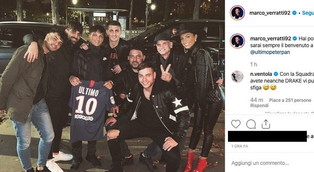 Ultimo a Parigi, il PSG vince. Verratti posta la foto su Instagram: «Hai portato fortuna»