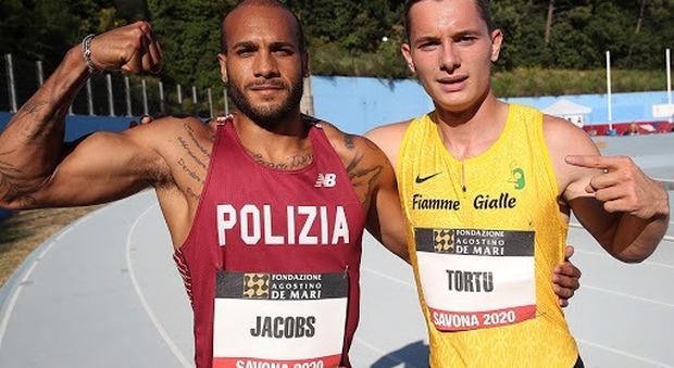 Marcell Jacobs e Filippo Tortu lo scorso anno a Savona (foto Fidal/Colombo)