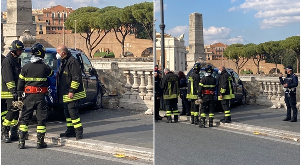 Con l'auto su ponte Vittorio Emanuele, schianto contro il muretto: paura a Roma