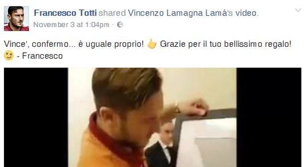 La sorpresa a Totti di un ragazzo napoletano: «Grazie per il tuo regalo»