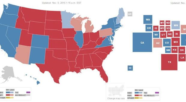 Usa2016, la mappa interattiva del voto