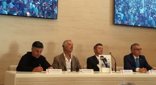 Da sinistra: padre Enzo Fortunato, Domenico Metelli, Decio Barili, Nicola Alemanno