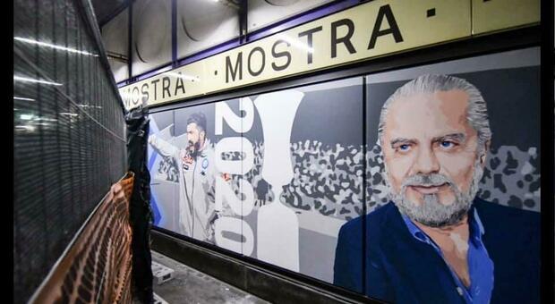 Stazione Mostra, murales sulla storia del Napoli: c’è De Laurentiis e non Ferlaino