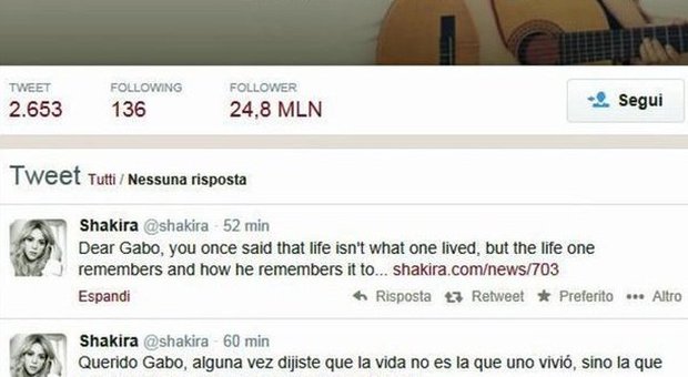 Morto Garcia Marquez, emozione e citazioni su Twitter