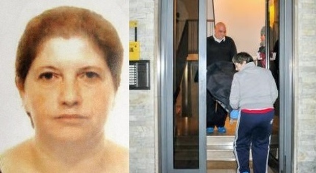 Susanna Lazzarini, l'omicida, e il cadavere dell'anziana all'uscita di casa