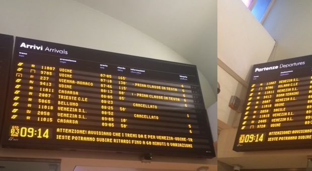 Treni in ritardo di 165 minuti e cancellazioni: ferrovie in tilt