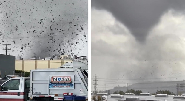 Los Angeles, il tornado fa paura: tetti scoperchiati, auto ribaltate e un ferito VIDEO