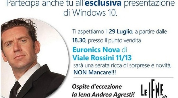 Windows 10, la presentazione da Euronics con sconti, sorprese e la "iena" Andrea Agresti