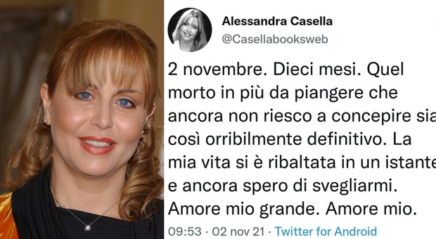 Alessandra Casella, il dolore per il marito morto 10 mesi fa: «Amore mio, spero ancora di svegliarmi»