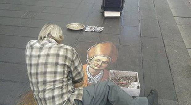 Napoli - San Gennaro visto da un'artista di strada