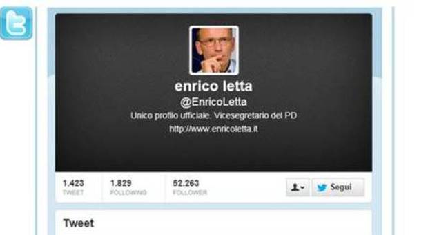 Il profilo fake del premier incaricato Enrico Letta