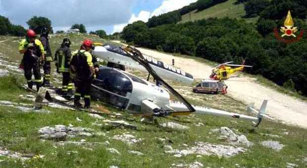 Ascoli, elicottero precipita durante la gara automobilistica, due ferti
