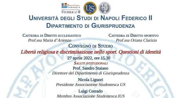 Napoli, al via l'incontro sulla libertà religiosa e la discriminazione nello sport con Arcigay e Università Federico II