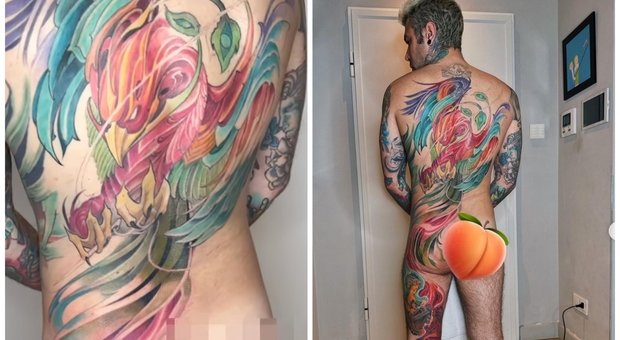 Fedez ha terminato il tatuaggio dietro la sua schiena : eccolo completo