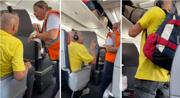 Si lamenta dei bagagli degli altri passeggeri e viene invitato a scendere dal volo: «Ironia della sorte, aveva quattro borsoni»