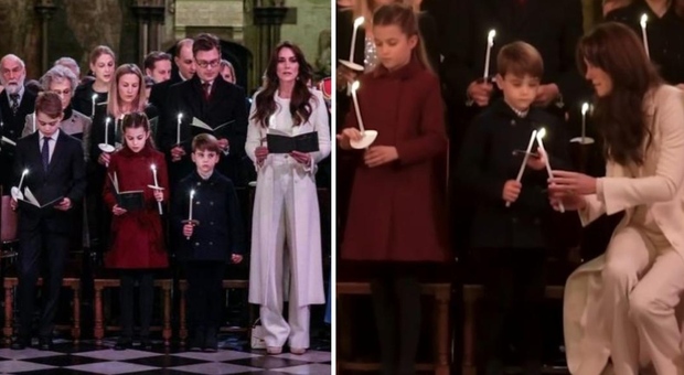 Louis, dispetto a Charlotte durante il concerto di Natale e ruba la scena a mamma Kate (in total white)