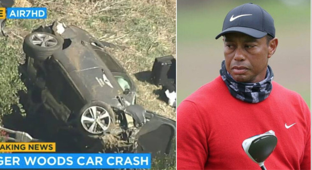 Tiger Woods choc, si è ribaltato con l'auto: estratto dalle lamiere, lesioni multiple alle gambe