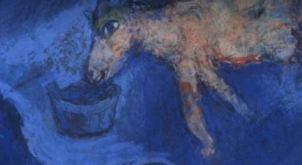 Dettaglio di un'opera di Chagall in mostra