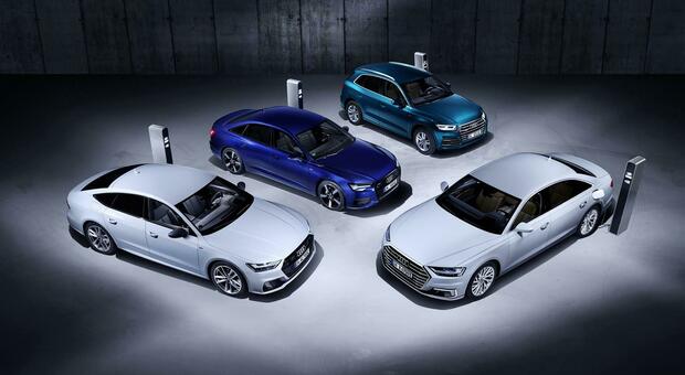 I quattro modelli Audi disponibili con versioni ibride plug-in denominate "TFSI e"