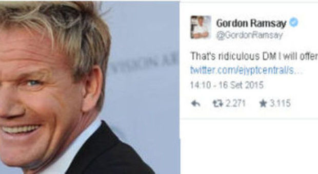 Gordon Ramsay e il tweet per il cuoco epilettico