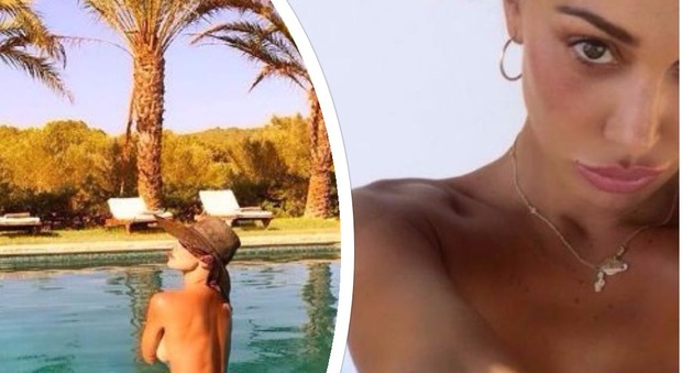 Belen Rodriguez hot ad Ibiza, topless e sexy esibizione con le bolle di sapone