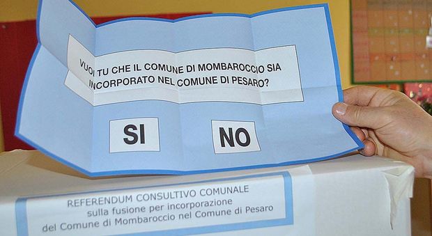 La scheda del referendum per la fusione Pesaro Mombaroccio