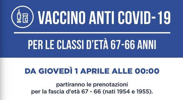 Vaccini, nel Lazio dall'1 aprile prenotazioni per chi ha 66 e 67 anni: come fare