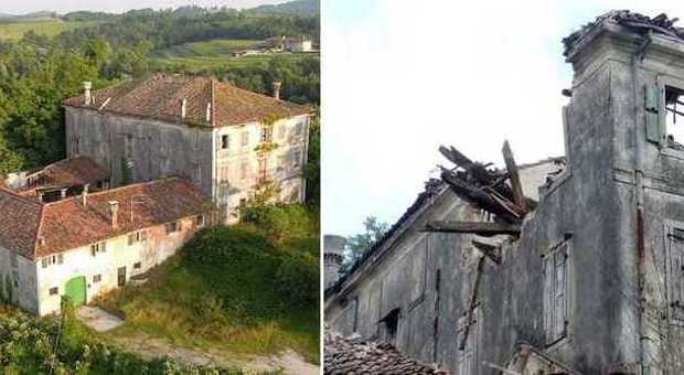 La villa prima e dopo il crollo