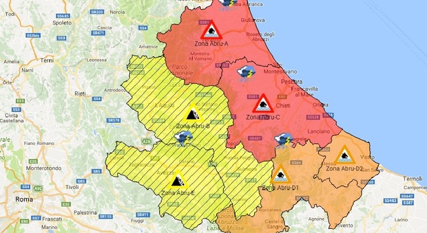Abruzzo, bufere e alluvioni: emanato il codice rosso Ecco le zone a rischio, molte scuole chiuse