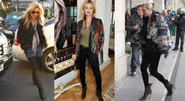 Kate Moss indossa un patchwork di lusso