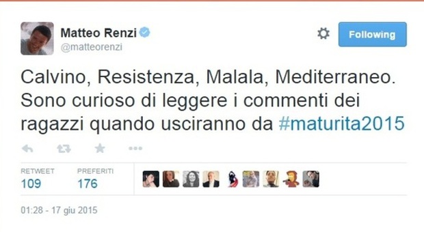 Maturità 2015, il tweet di Renzi: "Curioso ​di leggere i commenti dei ragazzi"