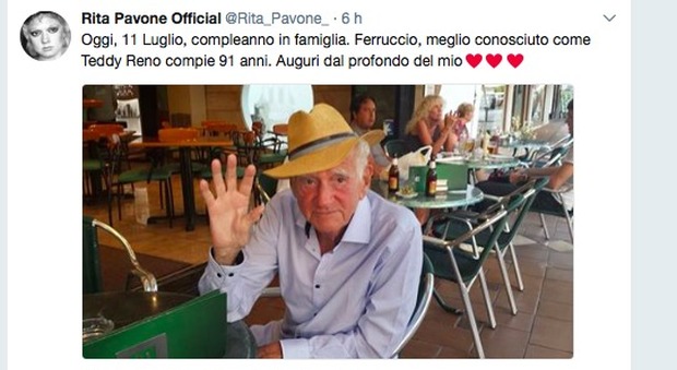 Teddy Reno compie 91 anni gli auguri di Rita inteneriscono i fan