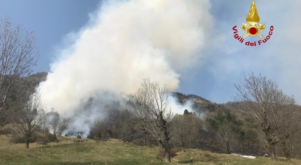 Intervento dei Vigili del fuoco per 20 ettari di bosco in fiamme nella valle del Chiampo