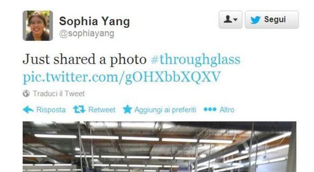 Uno dei primi tweet con Google Glass