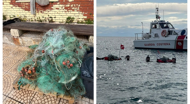 Pesca di frodo, sommozzatori e Guardia costiera rimuovono rete fantasma di oltre un chilometro
