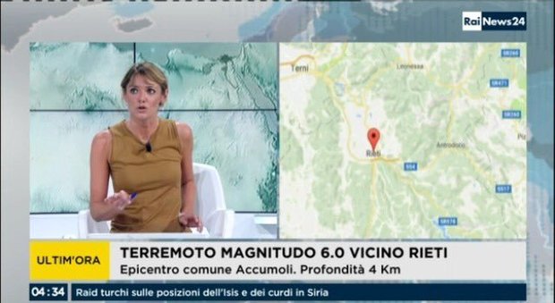 Terremoto a Rieti, la seconda scossa avvertita anche nello studio di RaiNews