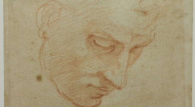 Uno dei disegni di Michelangelo esposti
