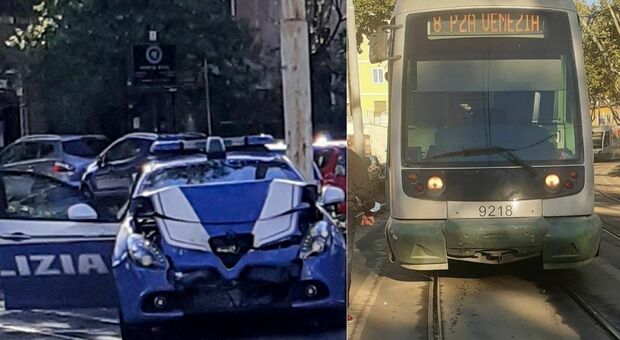 Roma, scontro tra volante della polizia e tram 8 Due agenti sono ricoverati in codice rosso