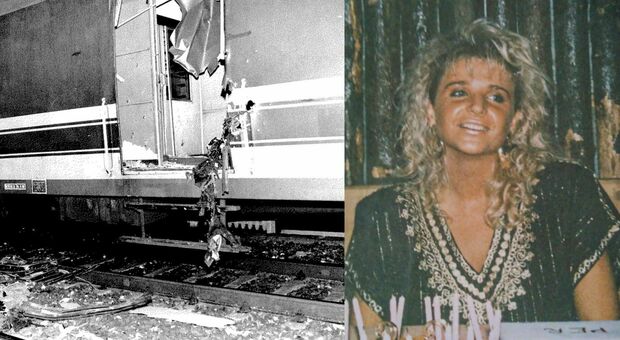 Il treno sventrato dall'ordigno che ha ucciso Cristina Pavesi
