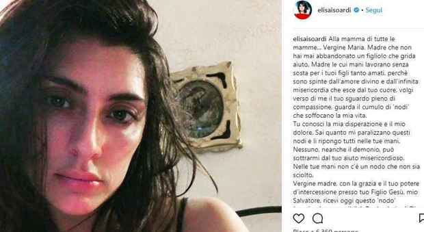 Elisa Isoardi, preghiera alla Madonna: «Tu conosci la mia disperazione e il mio dolore...»