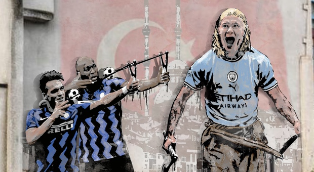 Inter-Manchester City: Destinazione Istanbul, l'opera dello street art Mr Savethewall sulla finale di Champions League